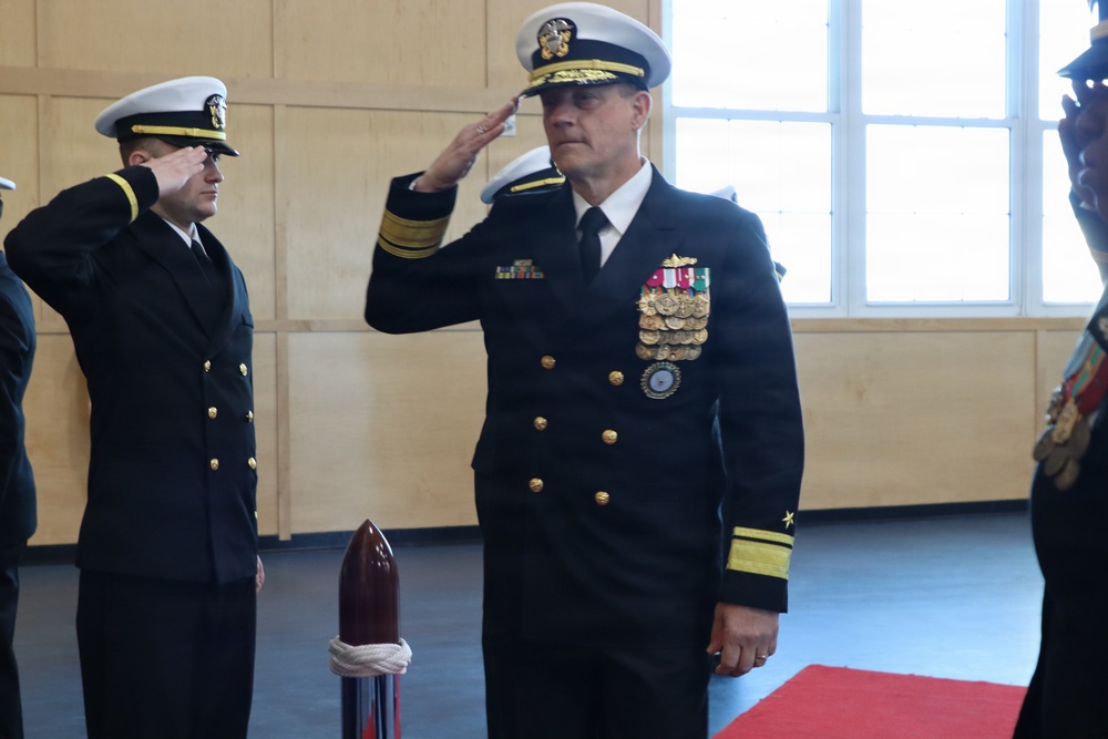 U.S. Navy Rear Admiral Robert Nowakowski, Deputy Commander, Naval Education and Training Command, visits Officer Training Command Newport (OTCN)