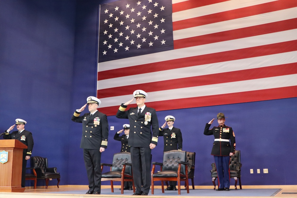 U.S. Navy Rear Admiral Robert Nowakowski, Deputy Commander, Naval Education and Training Command, visits Officer Training Command Newport (OTCN)