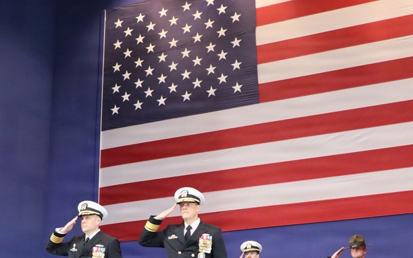 U.S. Navy Rear Admiral Robert Nowakowski, Deputy Commander, Naval Education and Training Command, visits Officer Training Command Newport (OTCN)