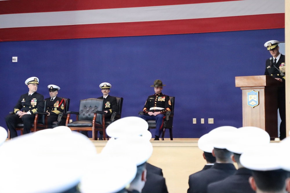 U.S. Navy Rear Admiral Robert Nowakowski, Deputy Commander, Naval Education and Training Command, visits Officer Training Command Newport (OTCN)