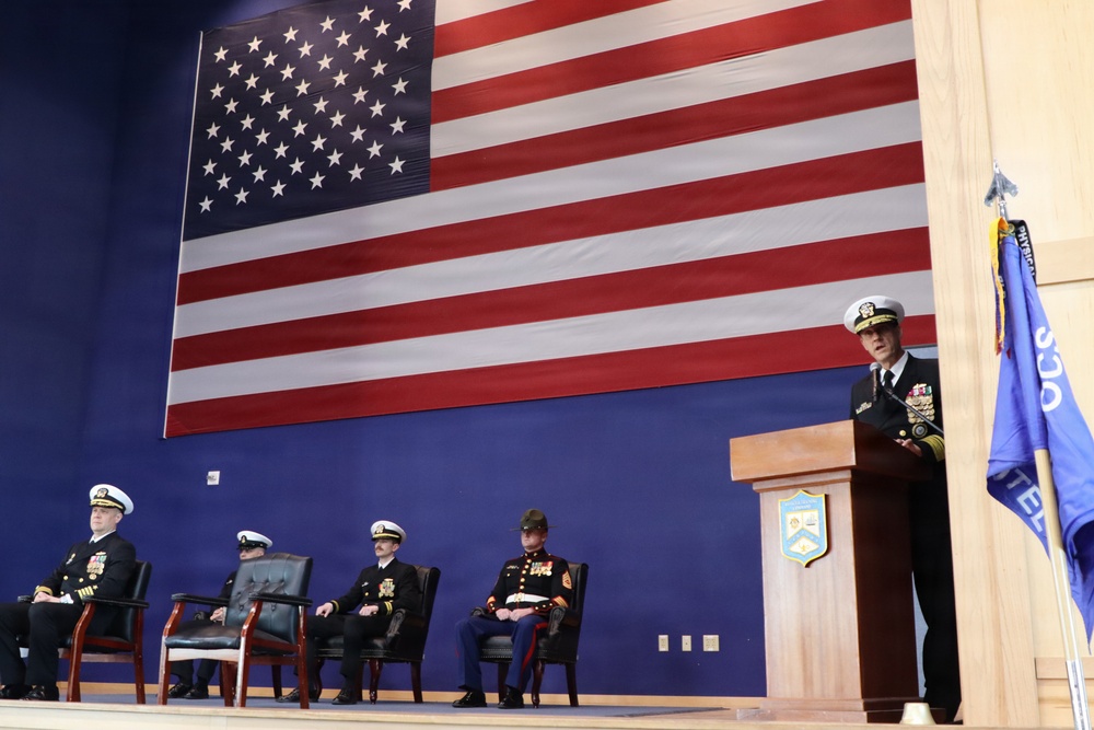 U.S. Navy Rear Admiral Robert Nowakowski, Deputy Commander, Naval Education and Training Command, visits Officer Training Command Newport (OTCN)