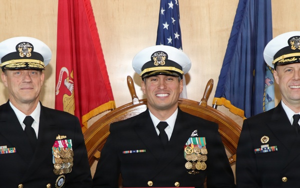 U.S. Navy Rear Admiral Robert Nowakowski, Deputy Commander, Naval Education and Training Command, visits Officer Training Command Newport (OTCN)