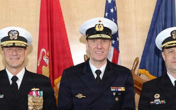 U.S. Navy Rear Admiral Robert Nowakowski, Deputy Commander, Naval Education and Training Command, visits Officer Training Command Newport (OTCN)