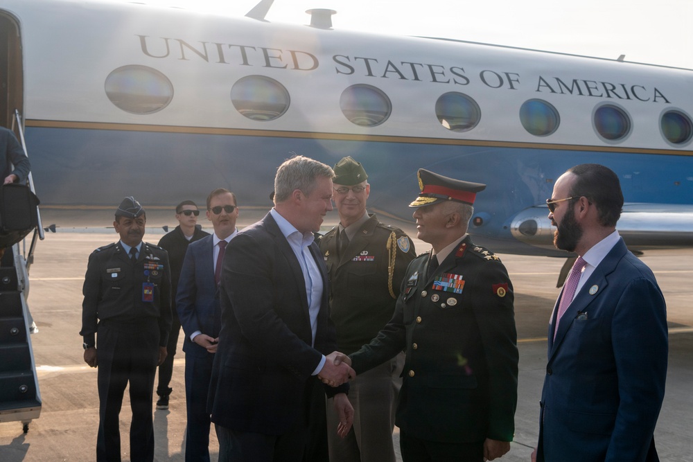 Secretary of the Army, Hon. Dan Driscoll, meets with the U.S. Ambassador to India, Hon. Sergio Gor, during an official visit to New Delhi, India