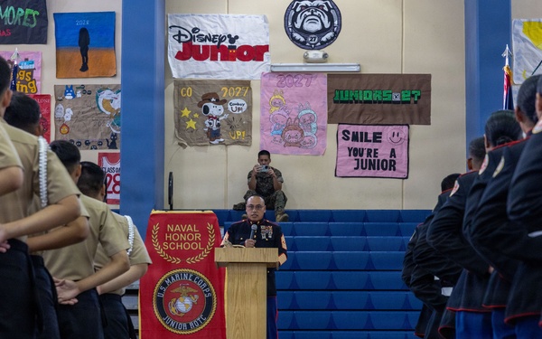 Marines volunteer for the 3rd annual JROTC drill competition