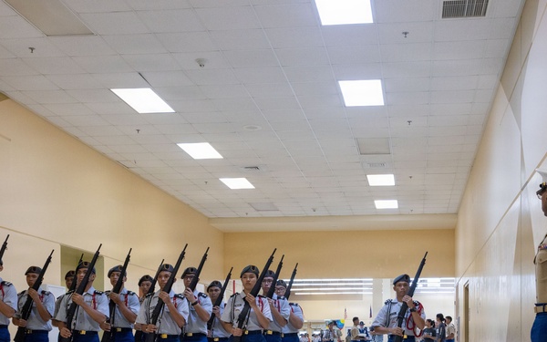 Marines volunteer for the 3rd annual JROTC drill competition