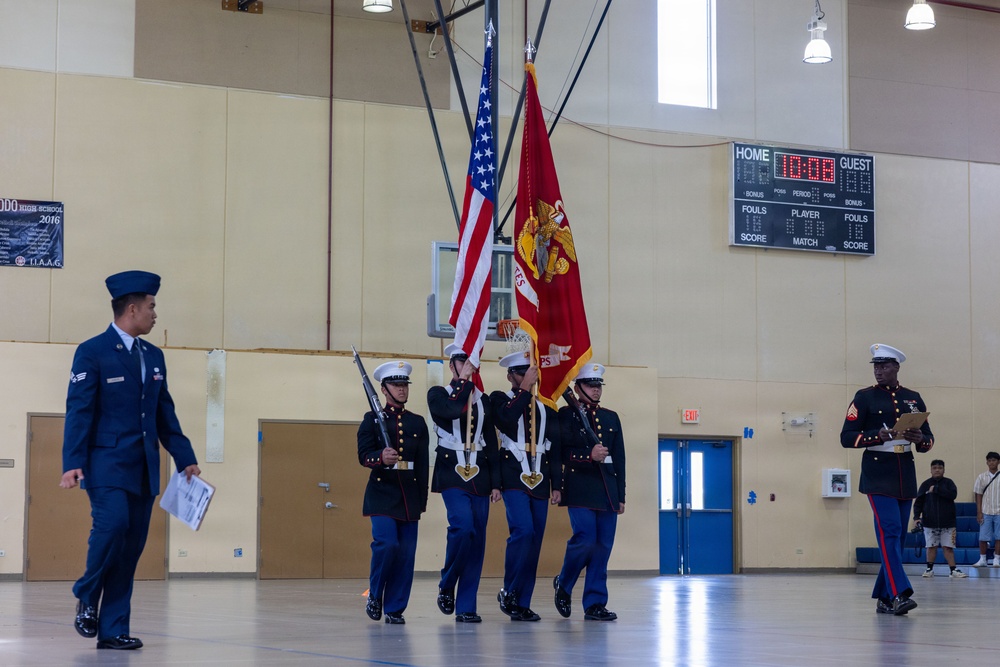 Marines volunteer for the 3rd annual JROTC drill competition