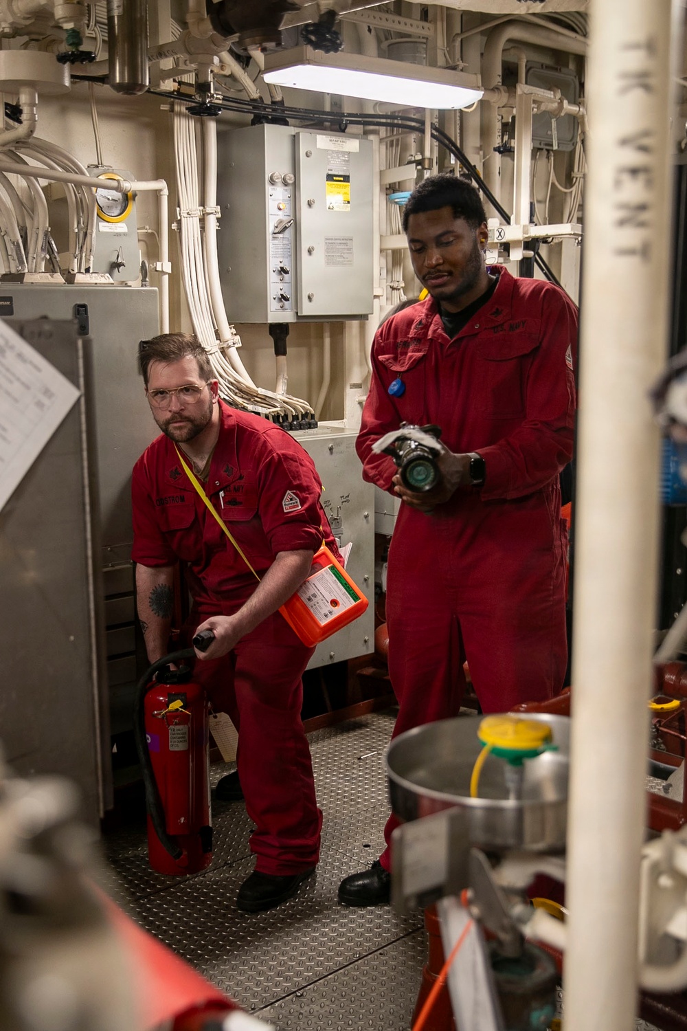 USS Tripoli Conducts a Main Space Fire Drill