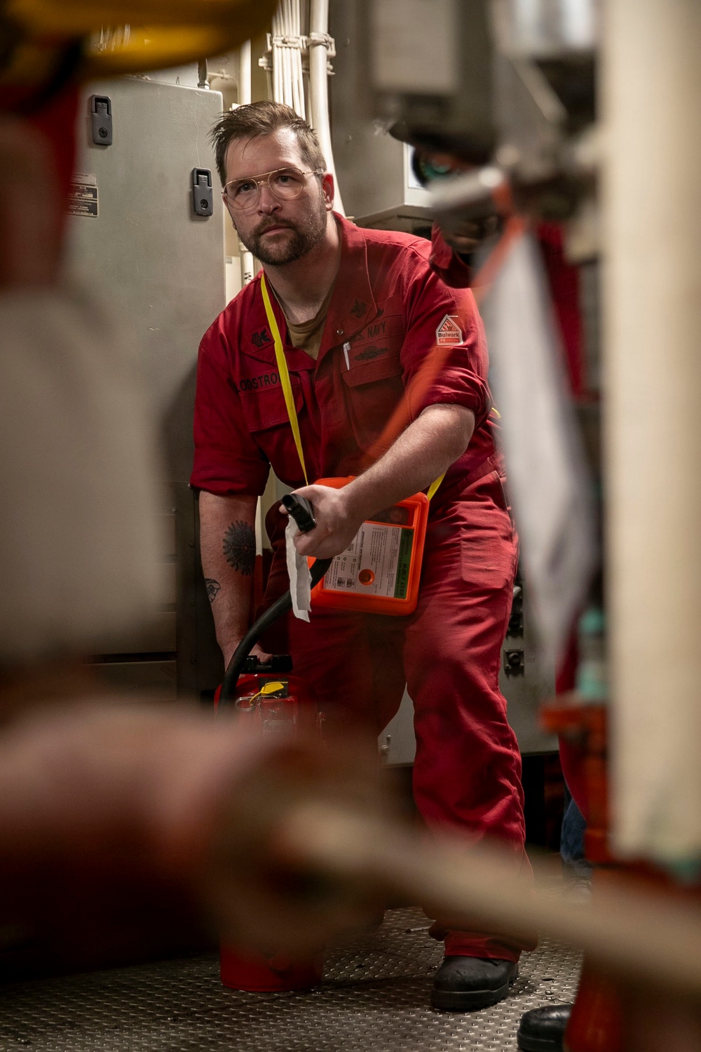 USS Tripoli Conducts a Main Space Fire Drill