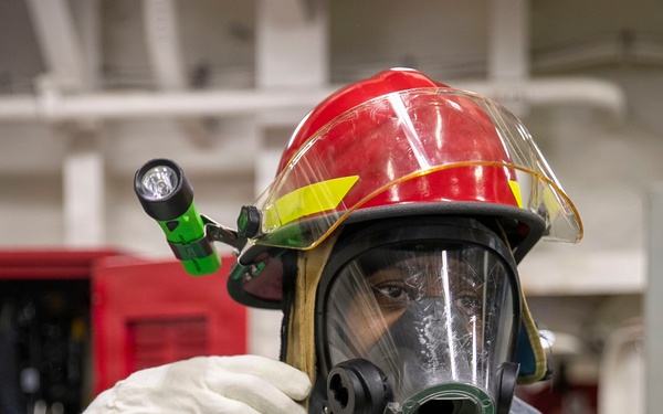 USS Tripoli Conducts a Main Space Fire Drill