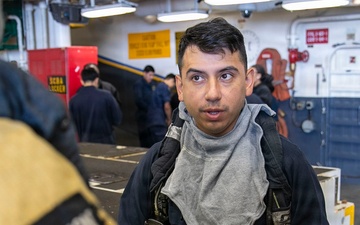 USS Tripoli Conducts a Main Space Fire Drill