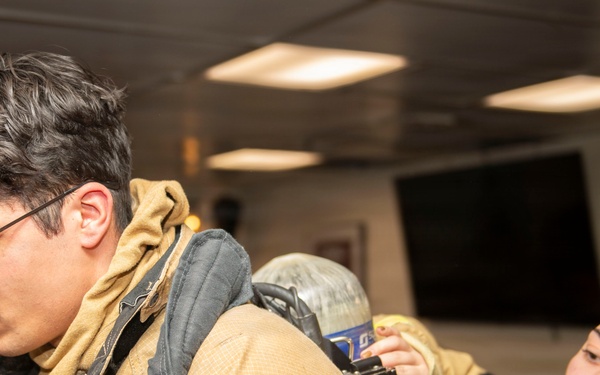 USS Blue Ridge conducts damage control drills