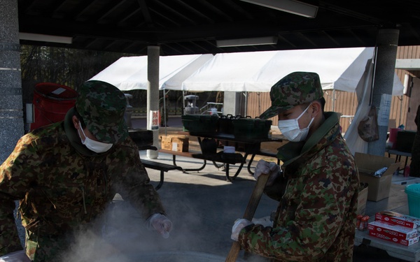 MCAS Iwakuni Service Members and Japan Ground Self-Defense Force Members Operate a Field Kitchen during Bilateral Exercise Nankai Rescue 2026