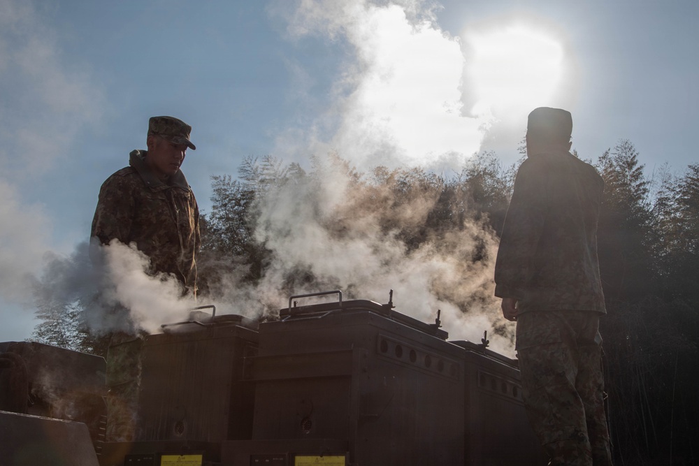MCAS Iwakuni Service Members and Japan Ground Self-Defense Force Members Operate a Field Kitchen during Bilateral Exercise Nankai Rescue 2026