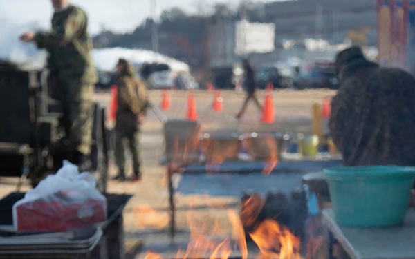 MCAS Iwakuni Service Members and Japan Ground Self-Defense Force Members Operate a Field Kitchen during Bilateral Exercise Nankai Rescue 2026