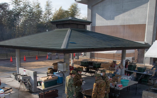 MCAS Iwakuni Service Members and Japan Ground Self-Defense Force Members Operate a Field Kitchen during Bilateral Exercise Nankai Rescue 2026