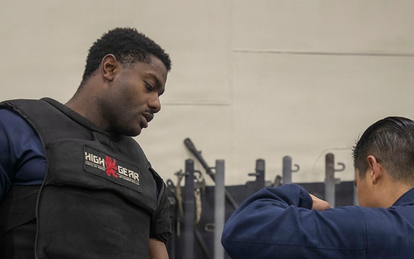USS Tripoli Sailors Go Through the Non-Lethal Weapons Course