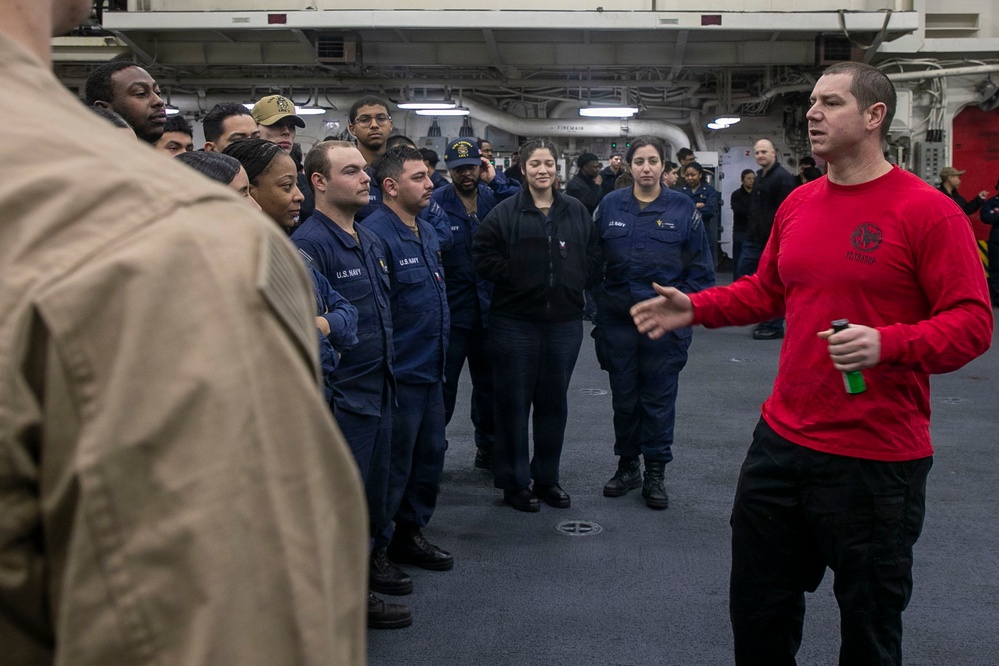 USS Tripoli Sailors Go Through the Non-Lethal Weapons Course