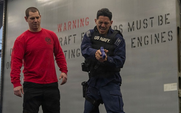 USS Tripoli Sailors Go Through the Non-Lethal Weapons Course