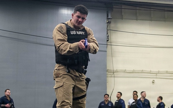 USS Tripoli Sailors Go Through the Non-Lethal Weapons Course