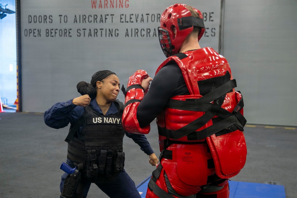 USS Tripoli Sailors Go Through the Non-Lethal Weapons Course