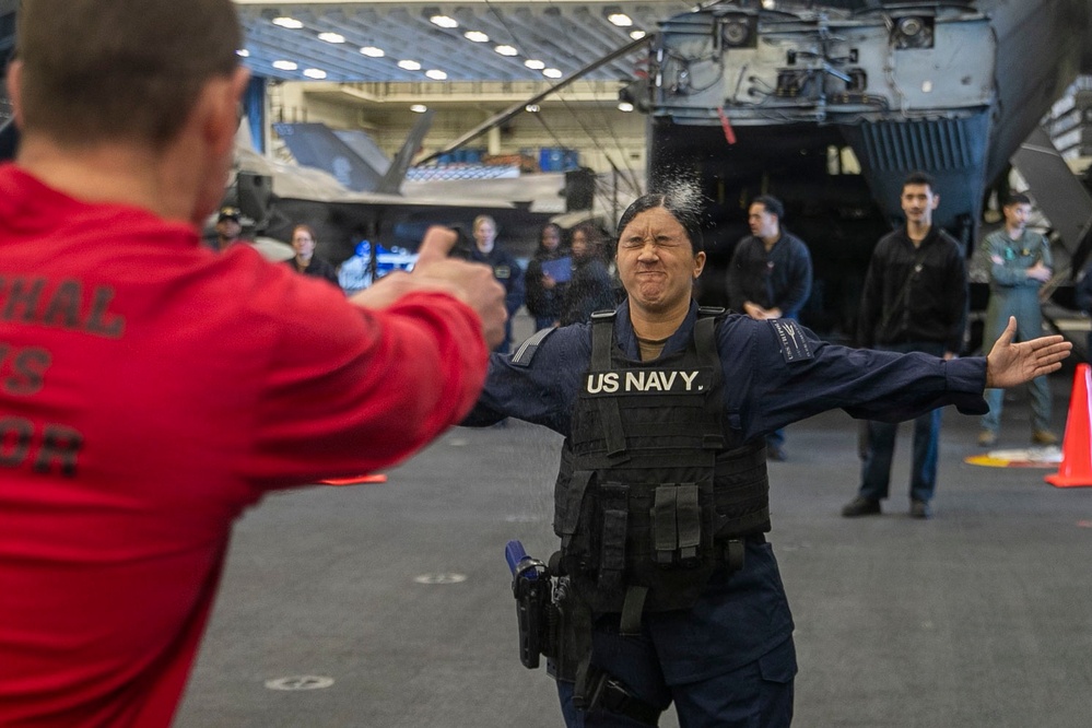 USS Tripoli Sailors Go Through the Non-Lethal Weapons Course