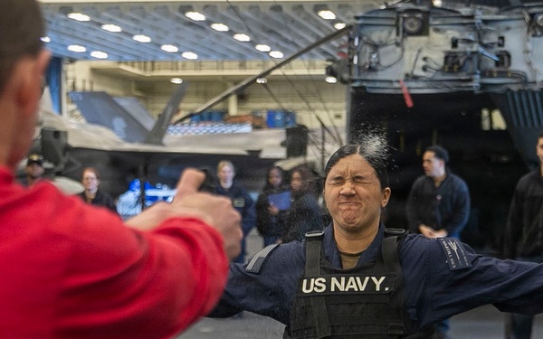 USS Tripoli Sailors Go Through the Non-Lethal Weapons Course