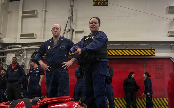 USS Tripoli Sailors Go Through the Non-Lethal Weapons Course