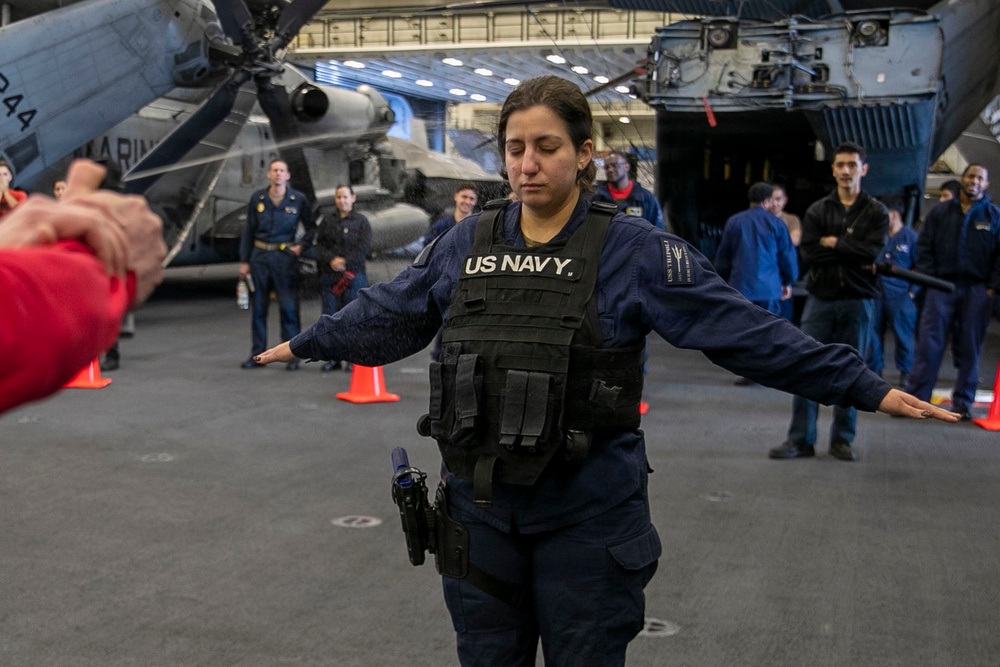 USS Tripoli Sailors Go Through the Non-Lethal Weapons Course