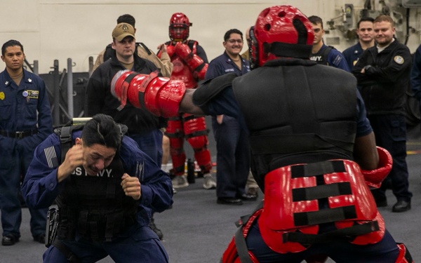 USS Tripoli Sailors Go Through the Non-Lethal Weapons Course