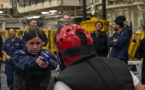USS Tripoli Sailors Go Through the Non-Lethal Weapons Course