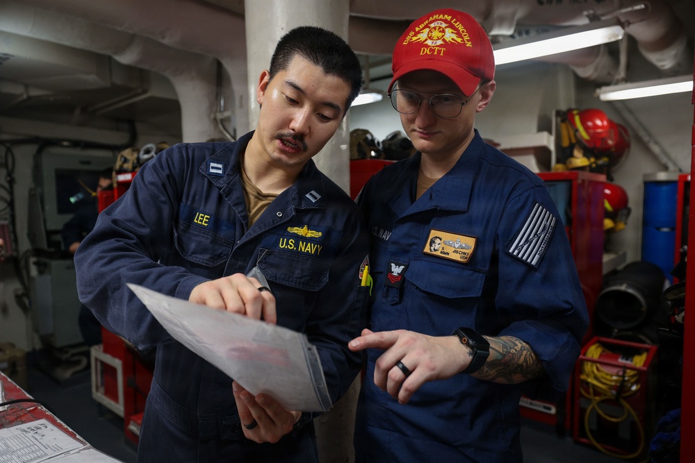 Abraham Lincoln conducts damage control training