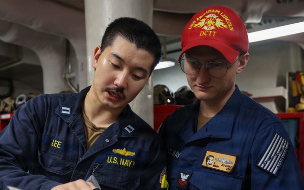 Abraham Lincoln conducts damage control training