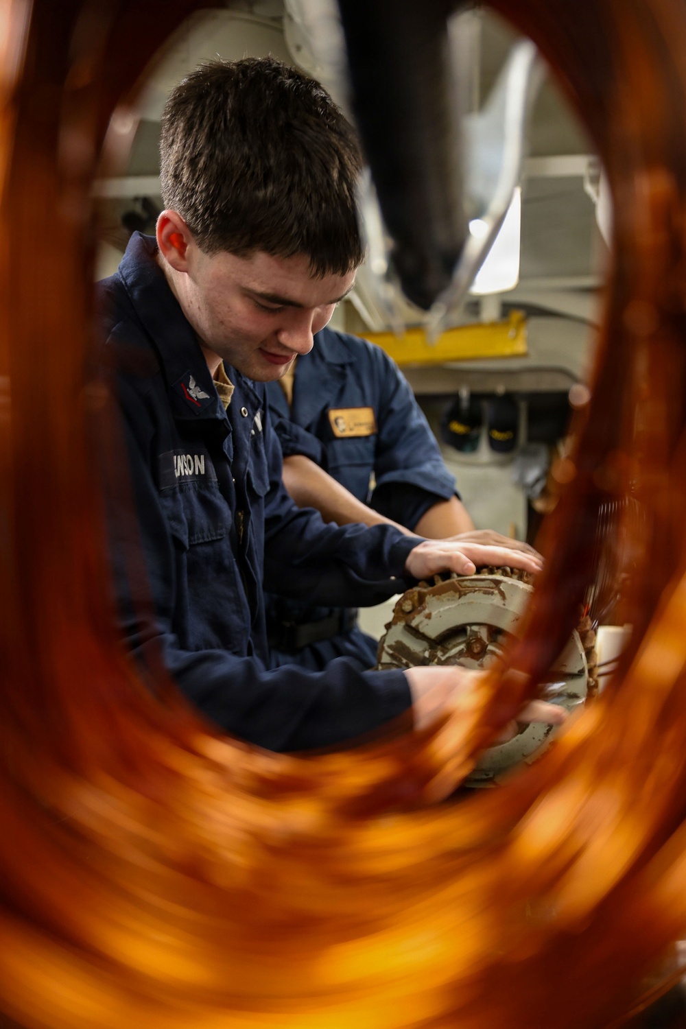 Abraham Lincoln disassembles motors