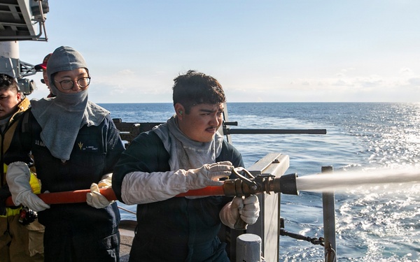 USS Tripoli Conducts General Quarters Drill