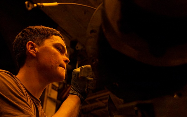 Abraham Lincoln conducts routine aircraft maintenance