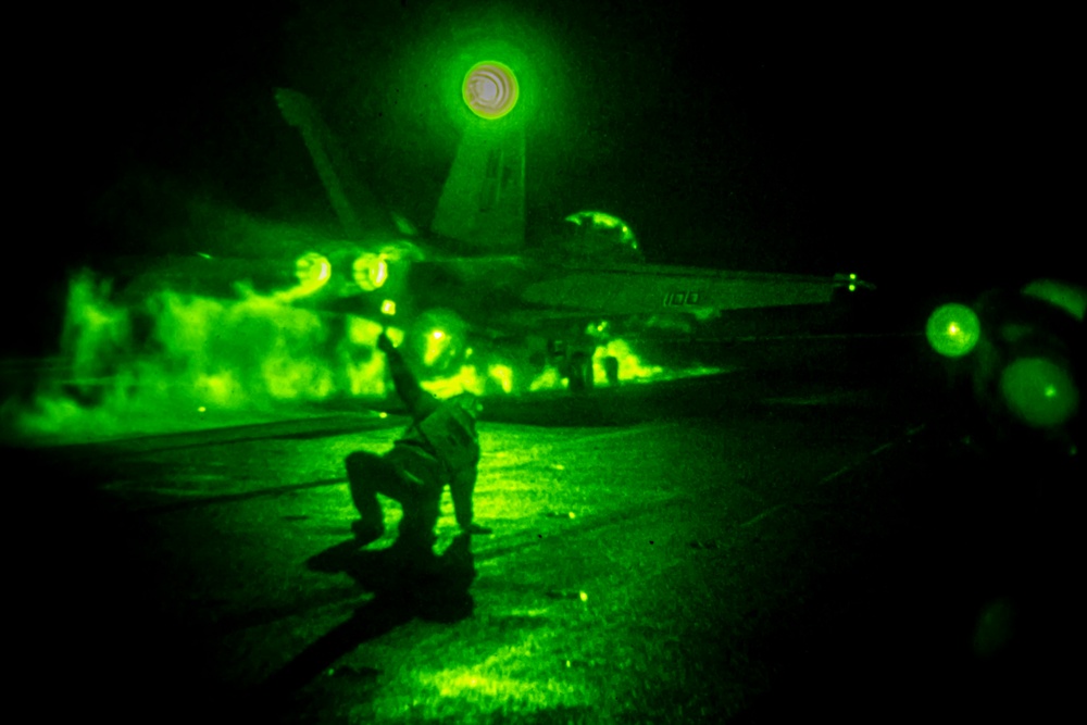 USS Theodore Roosevelt Supports Nighttime Flight Operations