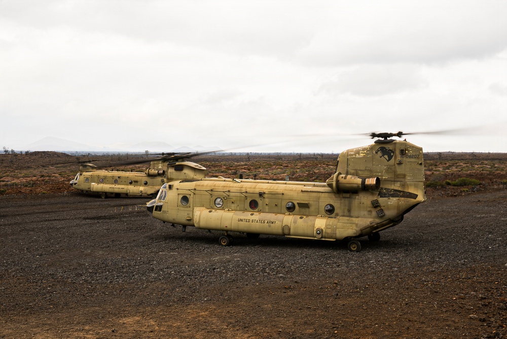 3rd LCT Marines conduct air insert training with U.S. Army CH-47 Chinooks
