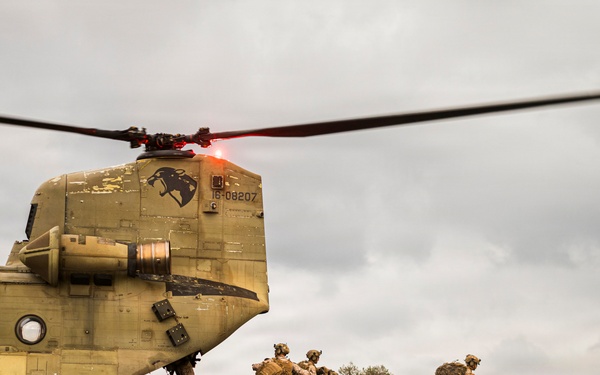 3rd LCT Marines conduct air insert training with U.S. Army CH-47 Chinooks