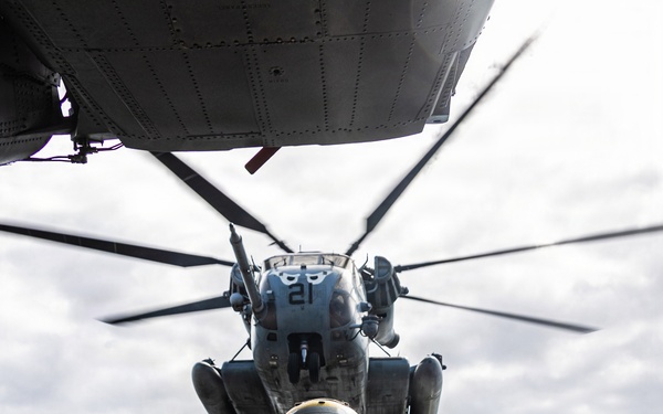 11th MEU Marines, Sailors, and Contractors conduct flight operations aboard USS Portland