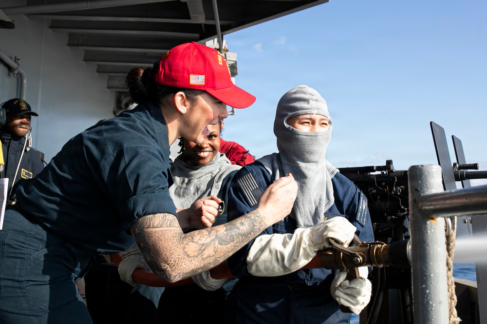 USS Tripoli Conducts General Quarters Drill