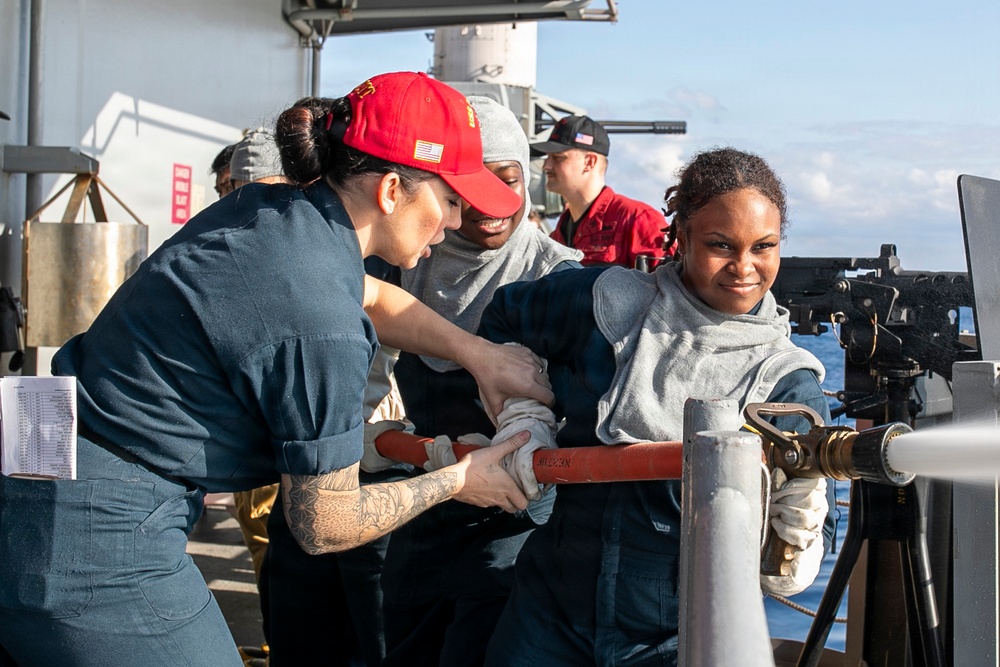 USS Tripoli Conducts General Quarters Drill