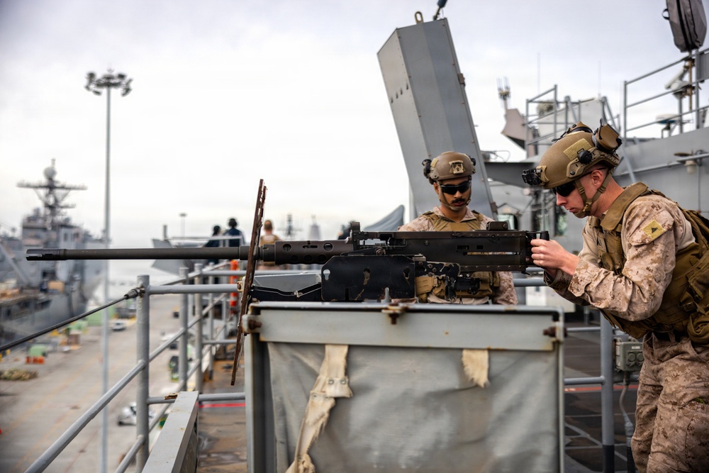 11th MEU Marines, Sailors Conduct a Defense of the Amphibious Task Force Drill Aboard USS Comstock