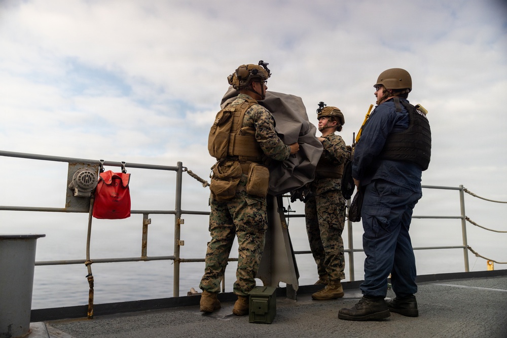 11th MEU Marines, Sailors Conduct Defense of the Amphibious Task Force Aboard USS Comstock