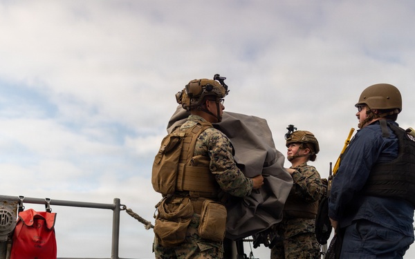 11th MEU Marines, Sailors Conduct Defense of the Amphibious Task Force Aboard USS Comstock