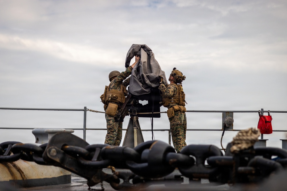 11th MEU Marines, Sailors Conduct Defense of the Amphibious Task Force Aboard USS Comstock