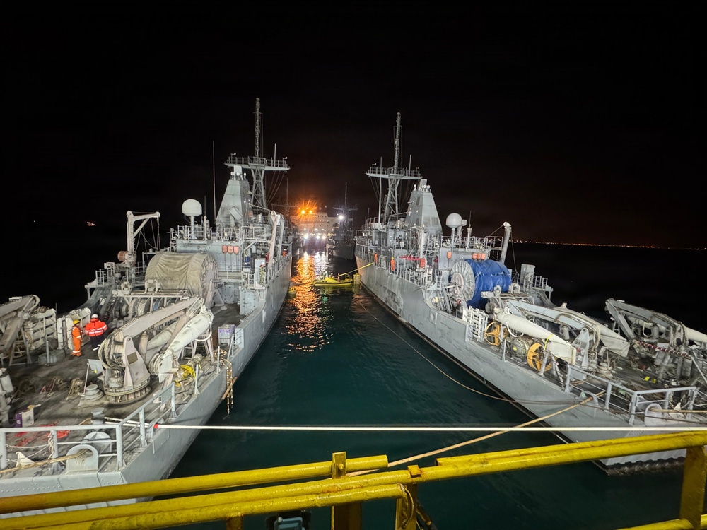 Decommissioned MCM Ships Safely Transported During Waterfront Evolution