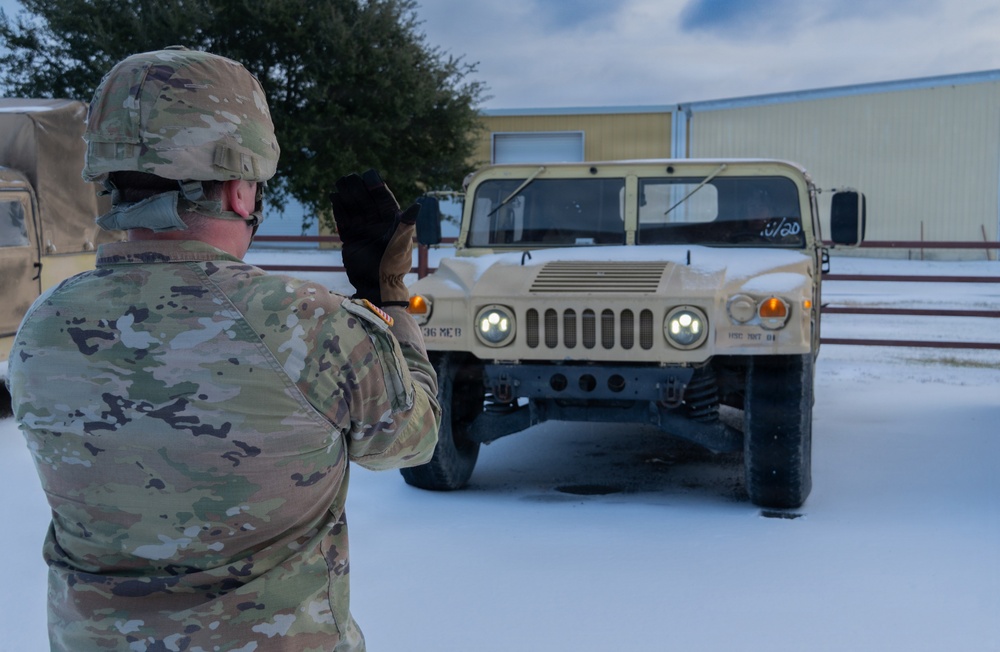 Texas National Guardsmen Train for Hazardous Winter Driving in Hillsboro