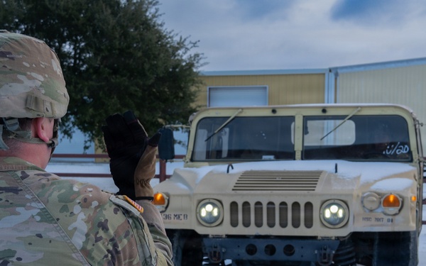 Texas National Guardsmen Train for Hazardous Winter Driving in Hillsboro
