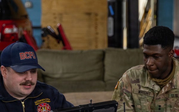 Maryland Army National Guard Cadet Deandre Wright and Shane Dugan, a Paramedic at Old Town Fire Station, Prepare for Operation Blur